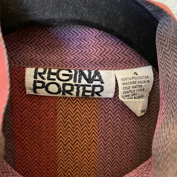 Vintage 70s Retro Secretary Blouse Regina Porter Striped 2 Piece Skirt Set XS/S - Picture 7 of 16